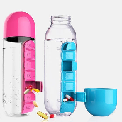 Water Bottle with Pillbox Organizer