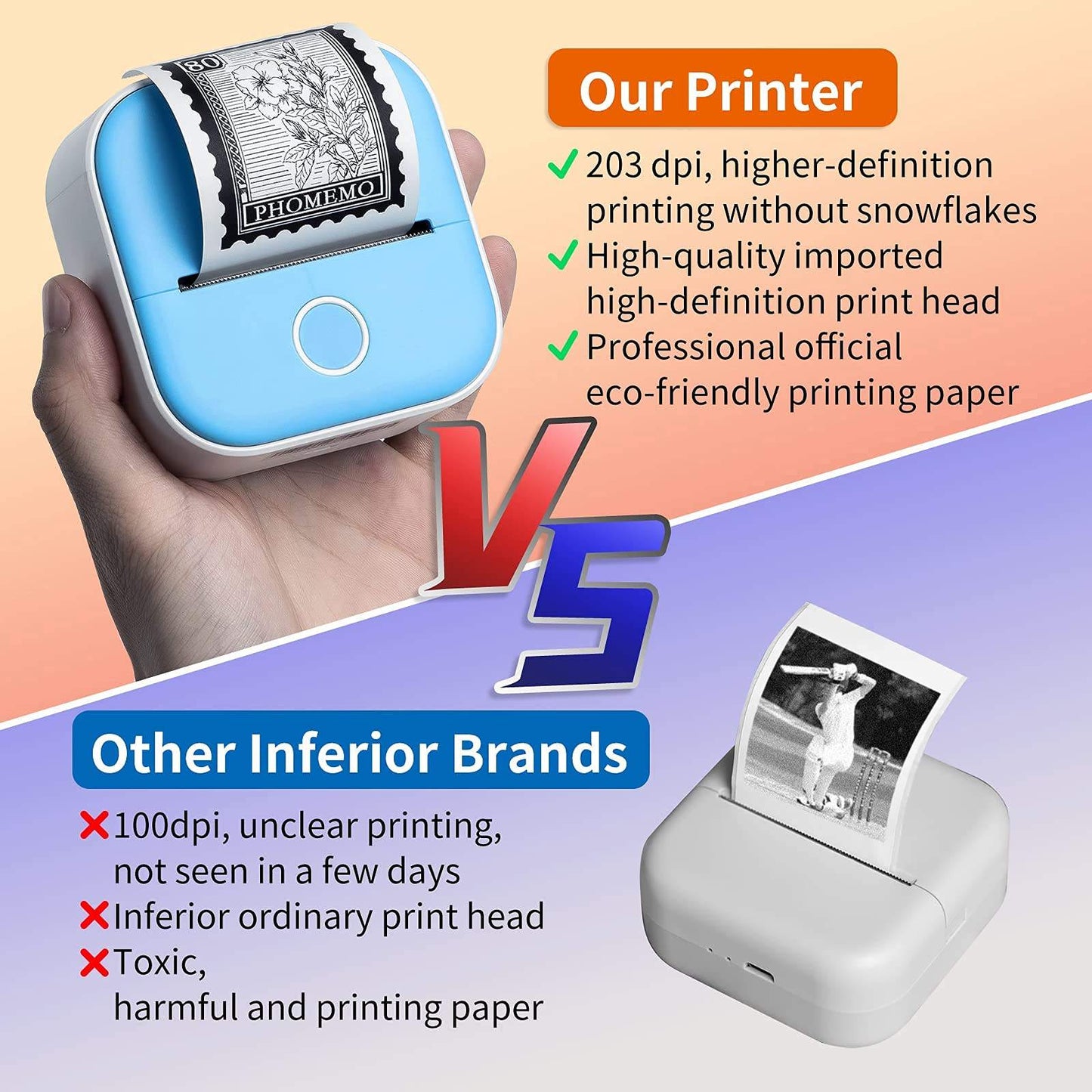 Inkless Portable Mini Printer (Bluetooth)...